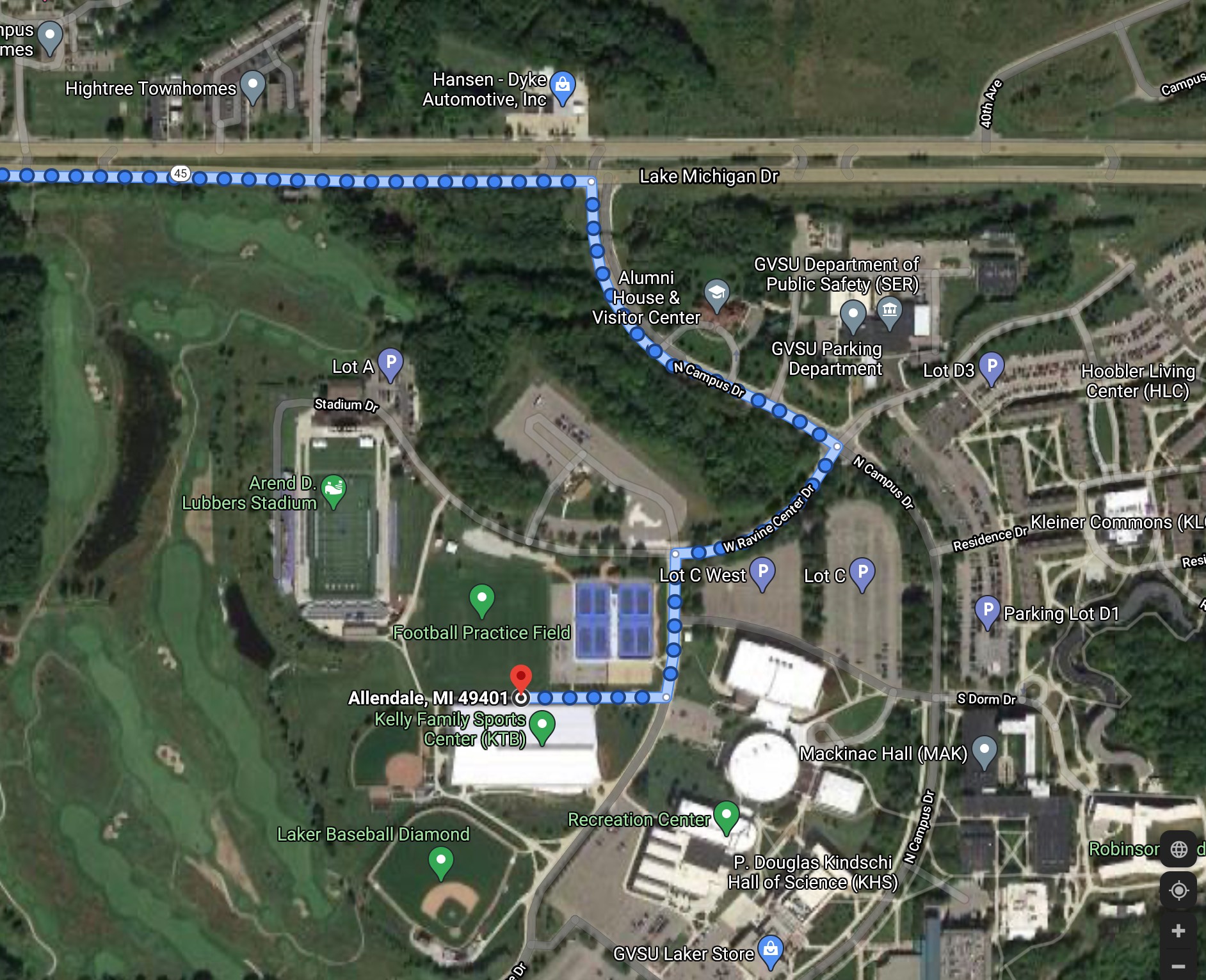 emergency access route for the Kelly Family Sports Center